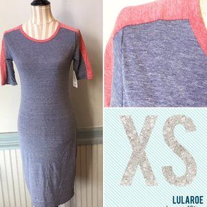 LuLaRoe LLR Julia stretchy knit dress ★ blue + red heathered solid ★ size XS
